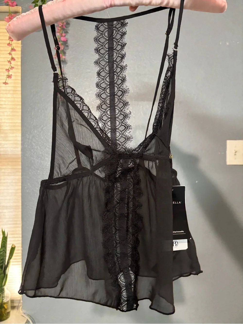 Bluebella Black Lace & Sheer Chemise